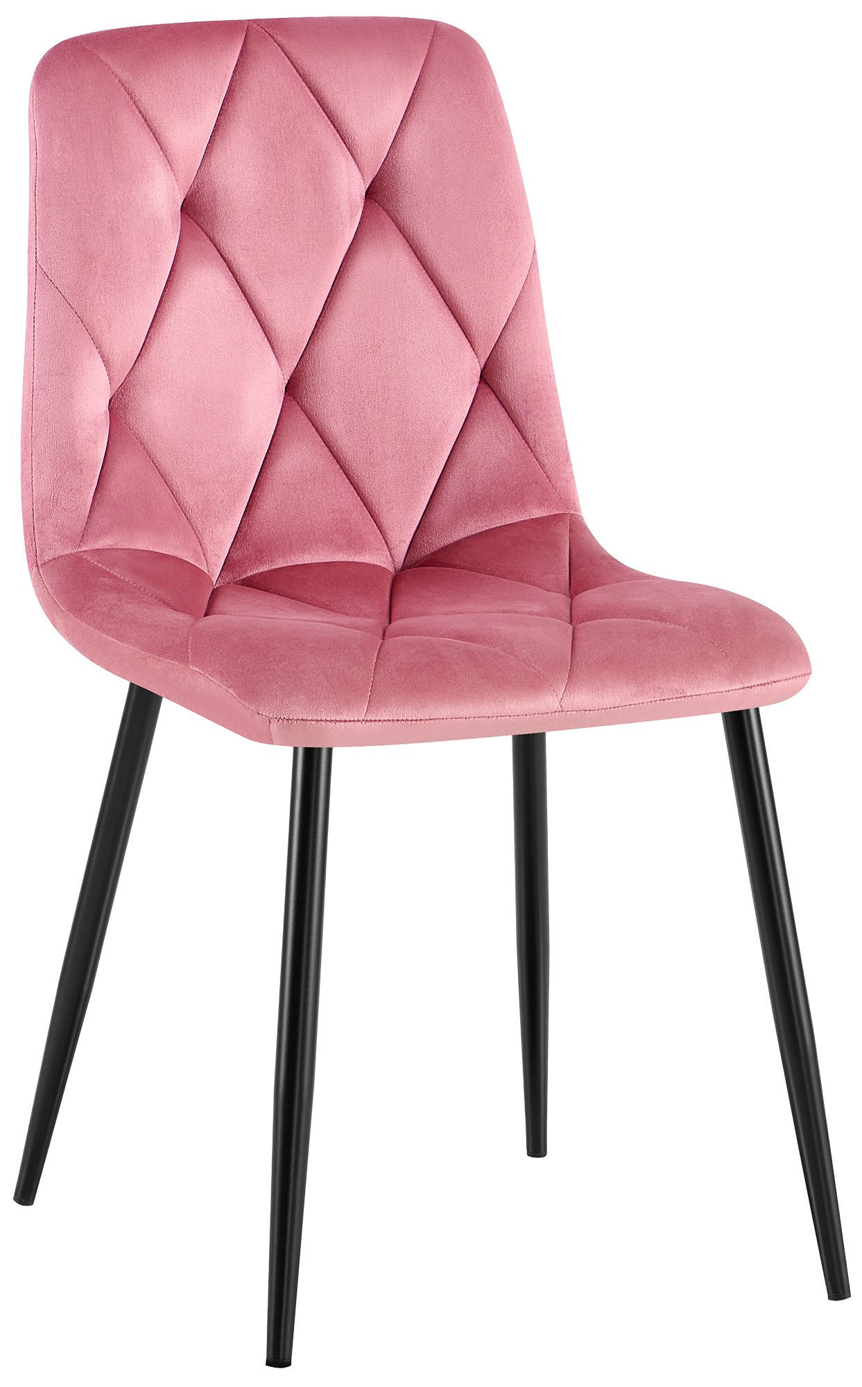 ESSZIMMERSTUHL Samt Rosa - Schwarz/Rosa, Textil/Metall (45/85/55cm) - CLP