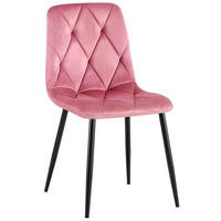 ESSZIMMERSTUHL Samt Rosa - Schwarz/Rosa, Textil/Metall (45/85/55cm) - CLP