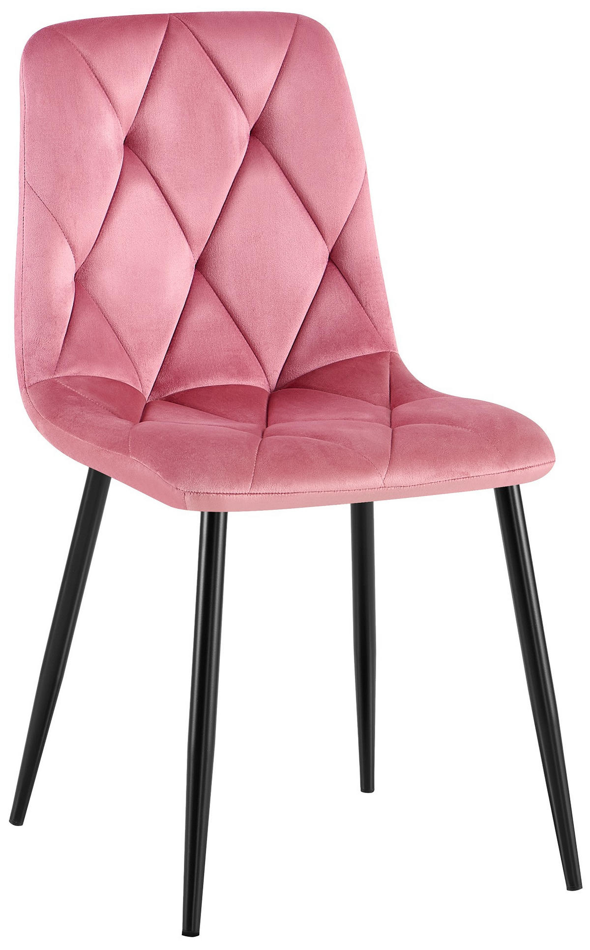 ESSZIMMERSTUHL Samt Rosa - Schwarz/Rosa, Textil/Metall (45/85/55cm) - CLP
