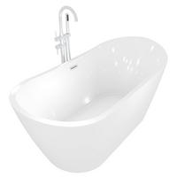 FREISTEHENDE Badewanne Wanne F03 180x89cm mit Armatur AF04 - Weiß, Glas/Kunststoff (80/72/180cm) - AcquaVapore by Sandra Jentho