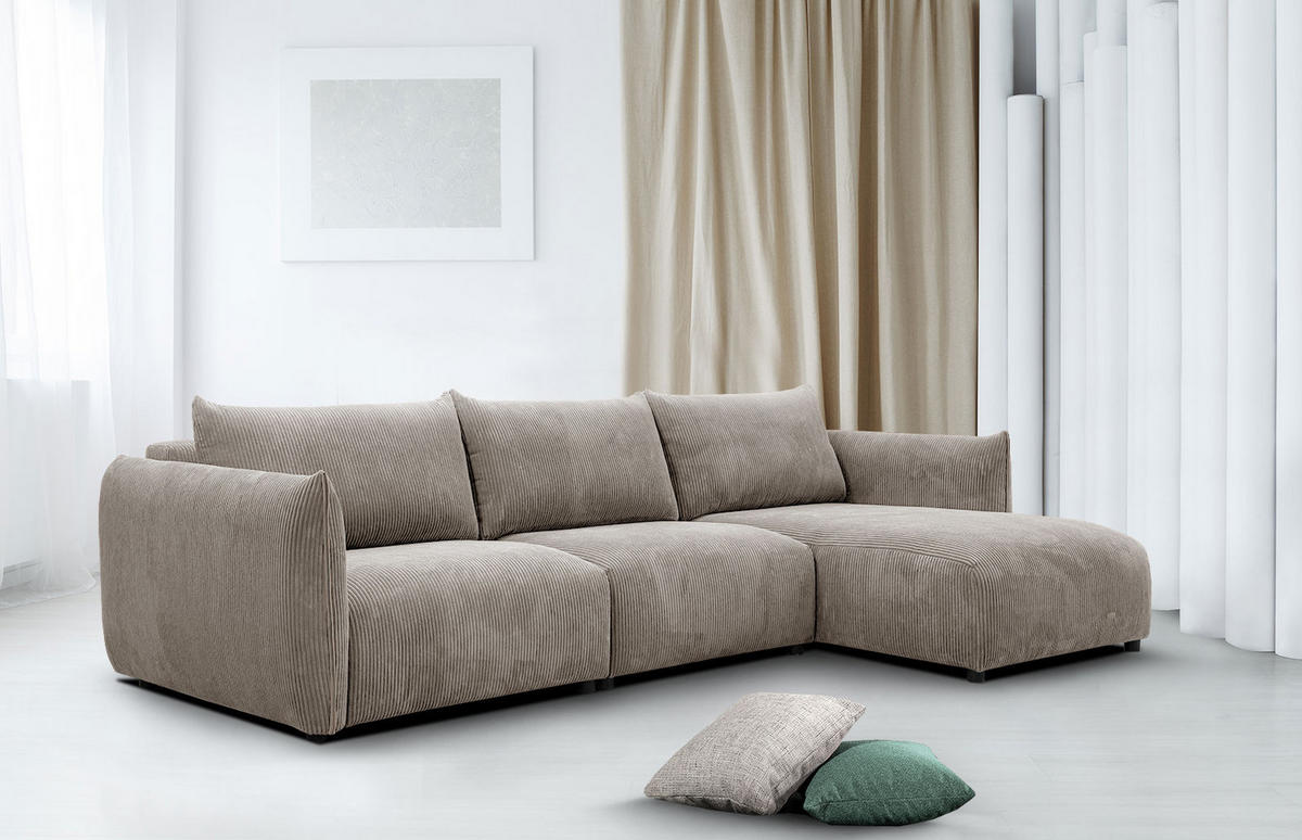 ECKSOFA TAUER 5-Sitzer, taupe - Taupe/Schwarz, Holzwerkstoff/Kunststoff (294/173cm) - Courtois Laville