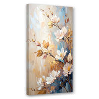LEINWANDBILD Blumen Zweige Beige Imitation Farbe 50x100cm - Beige, Textil (50/100cm) - Feeby