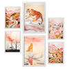 POSTER Set Mit 6 Tiger & Katzen Cartoon A3 & A4 Weißer Rahmen - Weiß, Papier (29/3cm) - Nacnic