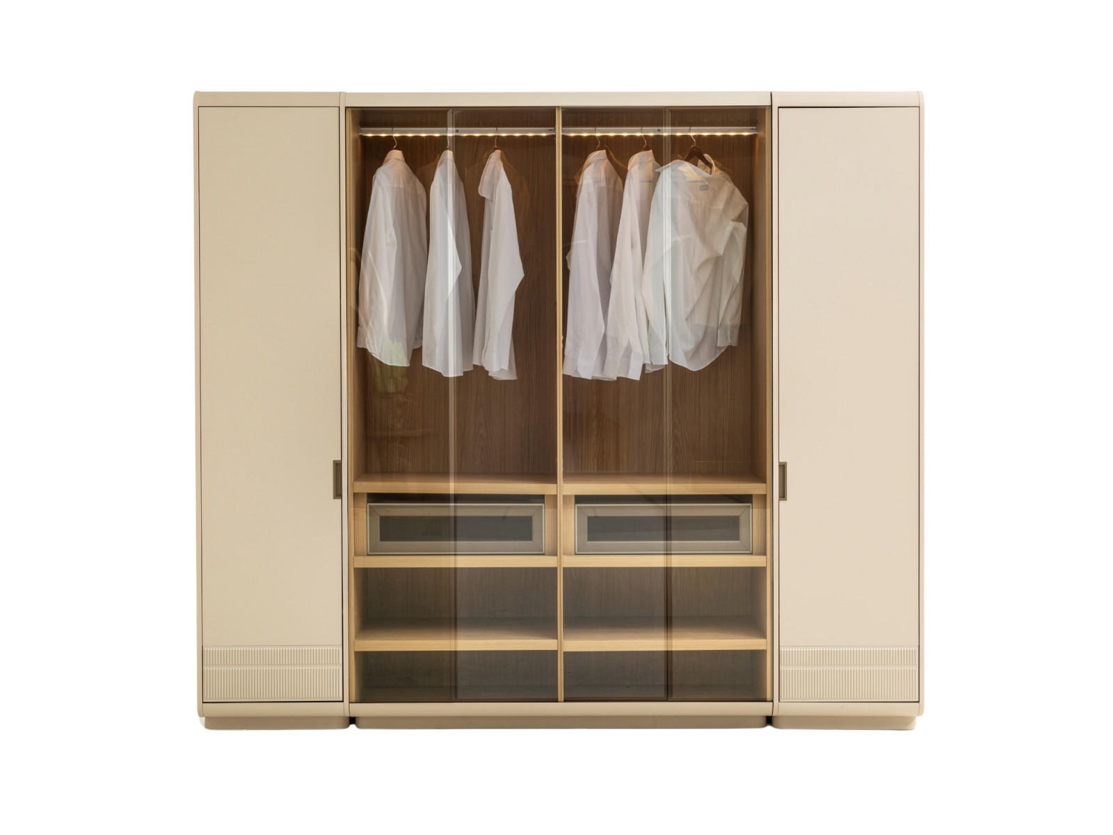KLEIDERSCHRANK Aura 6 trg. - Beige, Holzwerkstoff (260/230/65cm)
