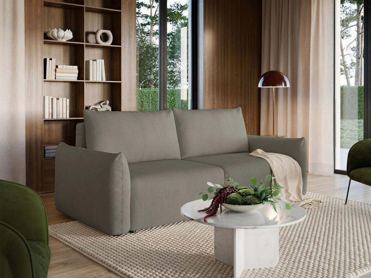 SCHLAFSOFA Theolla Beige - Beige/Schwarz, Textil/Metall (248/97/111cm) - Selsey
