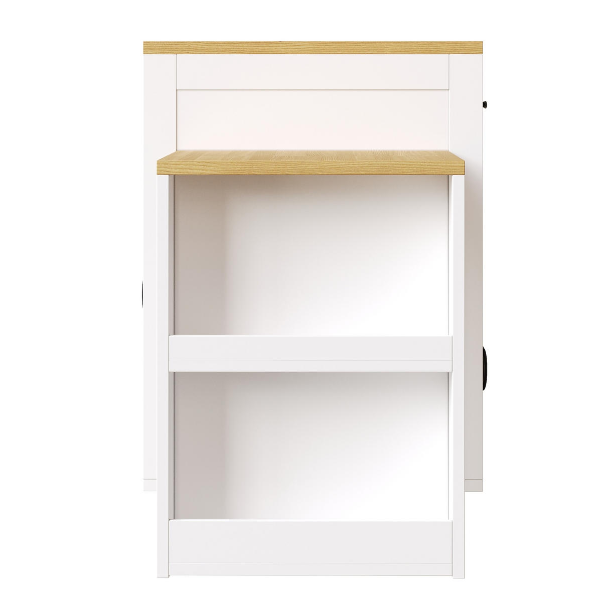 KÜCHENINSEL 80/70/95,5 cm weiß aus MDF mit Ausziehtisch - Weiß, Holzwerkstoff (80/95.5/70cm) - OKWISH