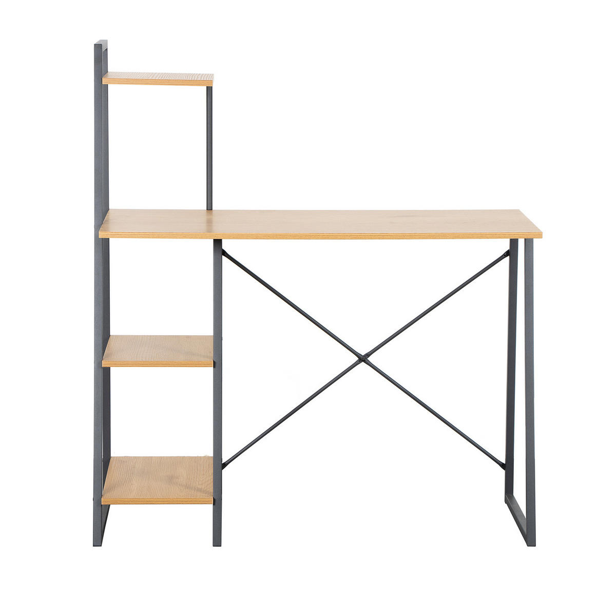 SCHREIBTISCH - Eiche Dekor - Eichefarben/Schwarz, Holzwerkstoff/Metall (50/105/117cm) - home24