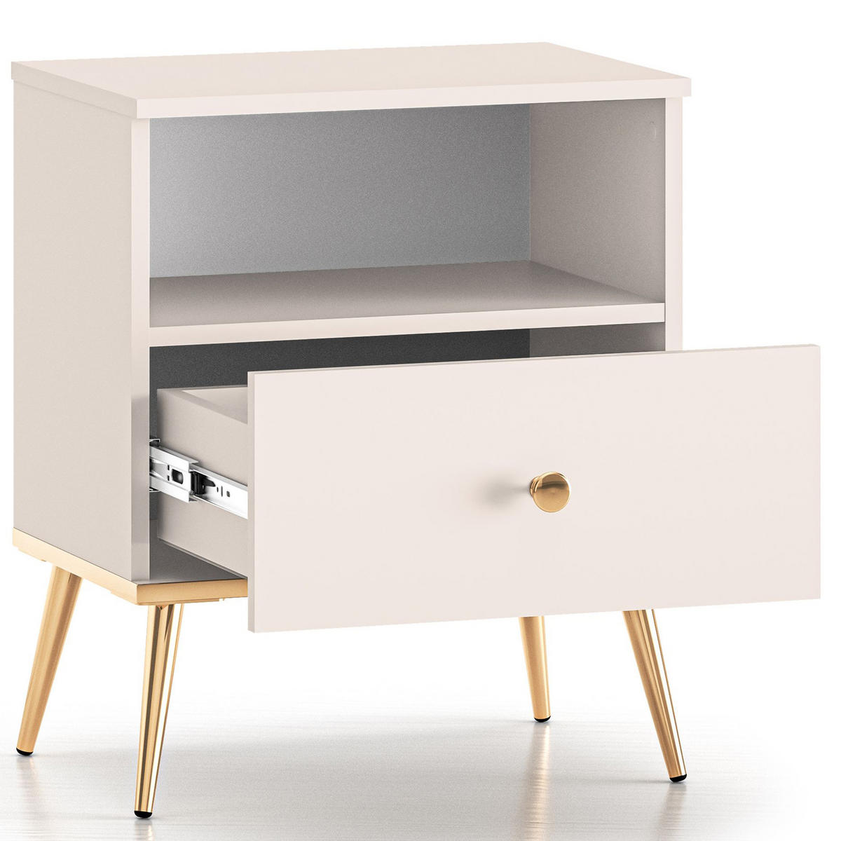 NACHTTISCH FRALIA,Creme - Creme, Holzwerkstoff (50/60/34cm) - KONSIMO®