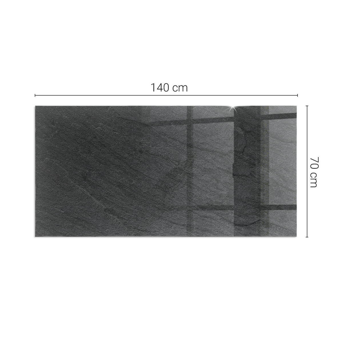 GLASPLATTE für Kamin 140x70 cm Schwarz - Schwarz, Glas (140/70/0.4cm) - ArtPrintCave