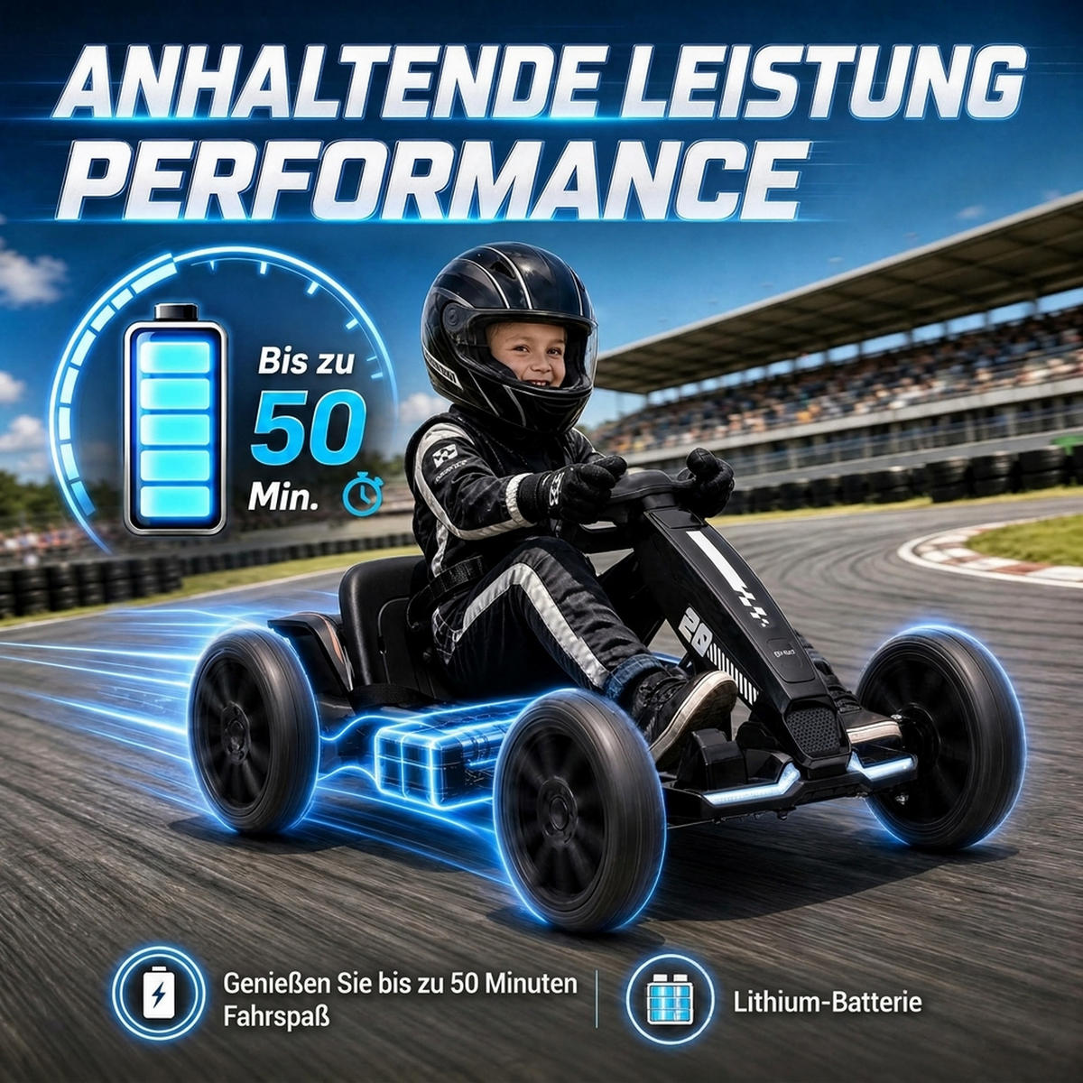 KINDER-GOKART Stahl EVA Schwarz - Schwarz, Metall (98/55.5/46.5cm) - AIYAPLAY