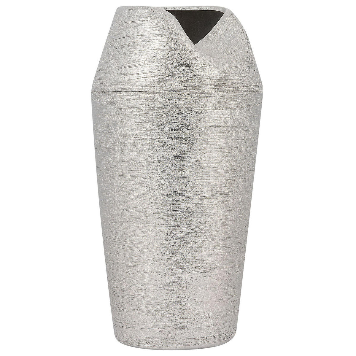 DEKOVASE Steinzeug silber Apamea - Silberfarben, Stein (33cm) - Beliani
