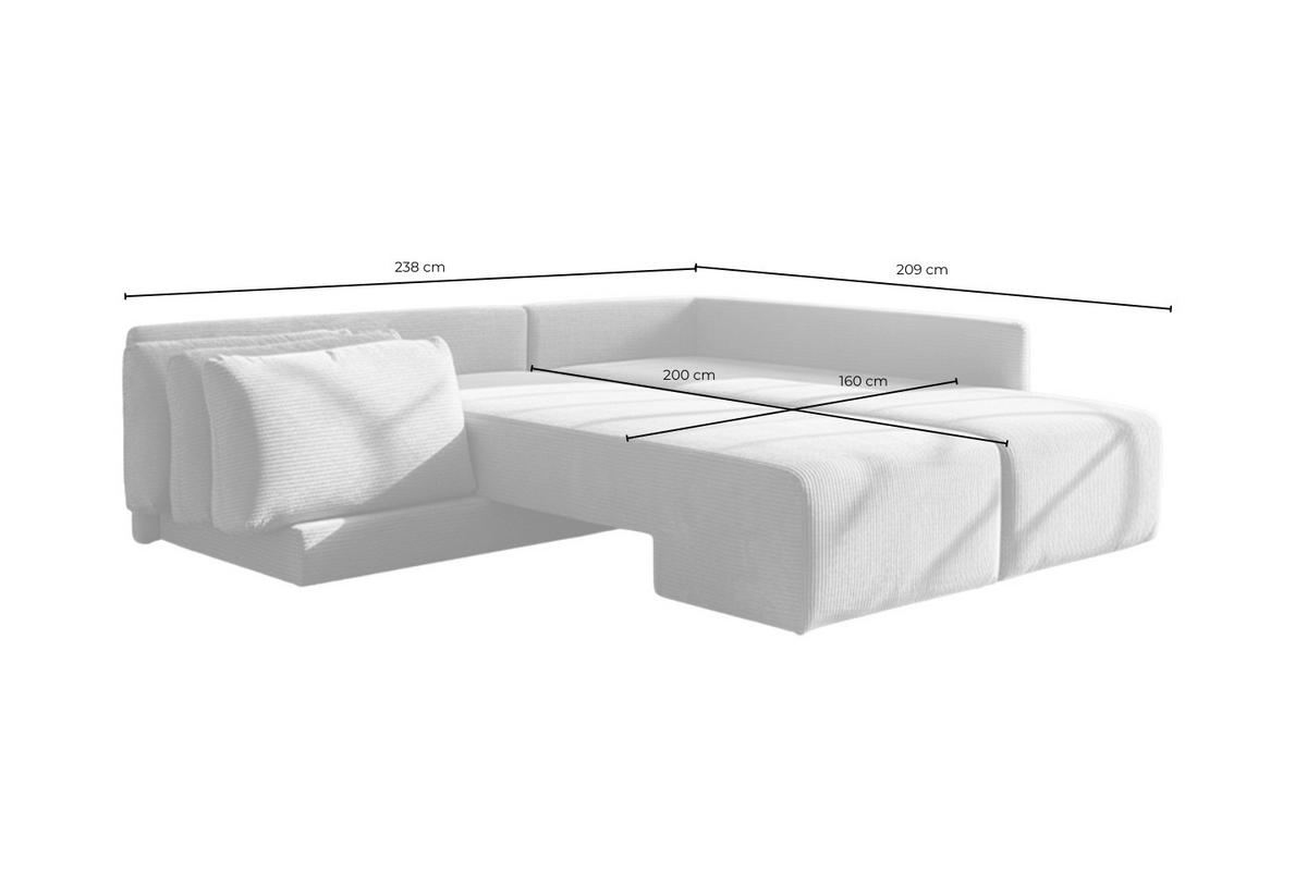 SCHLAFSOFA SADIRA Cremeweiß Flachgewebe - Creme/Schwarz, Kunststoff/Textil (288/89/209cm) - KAWOLA