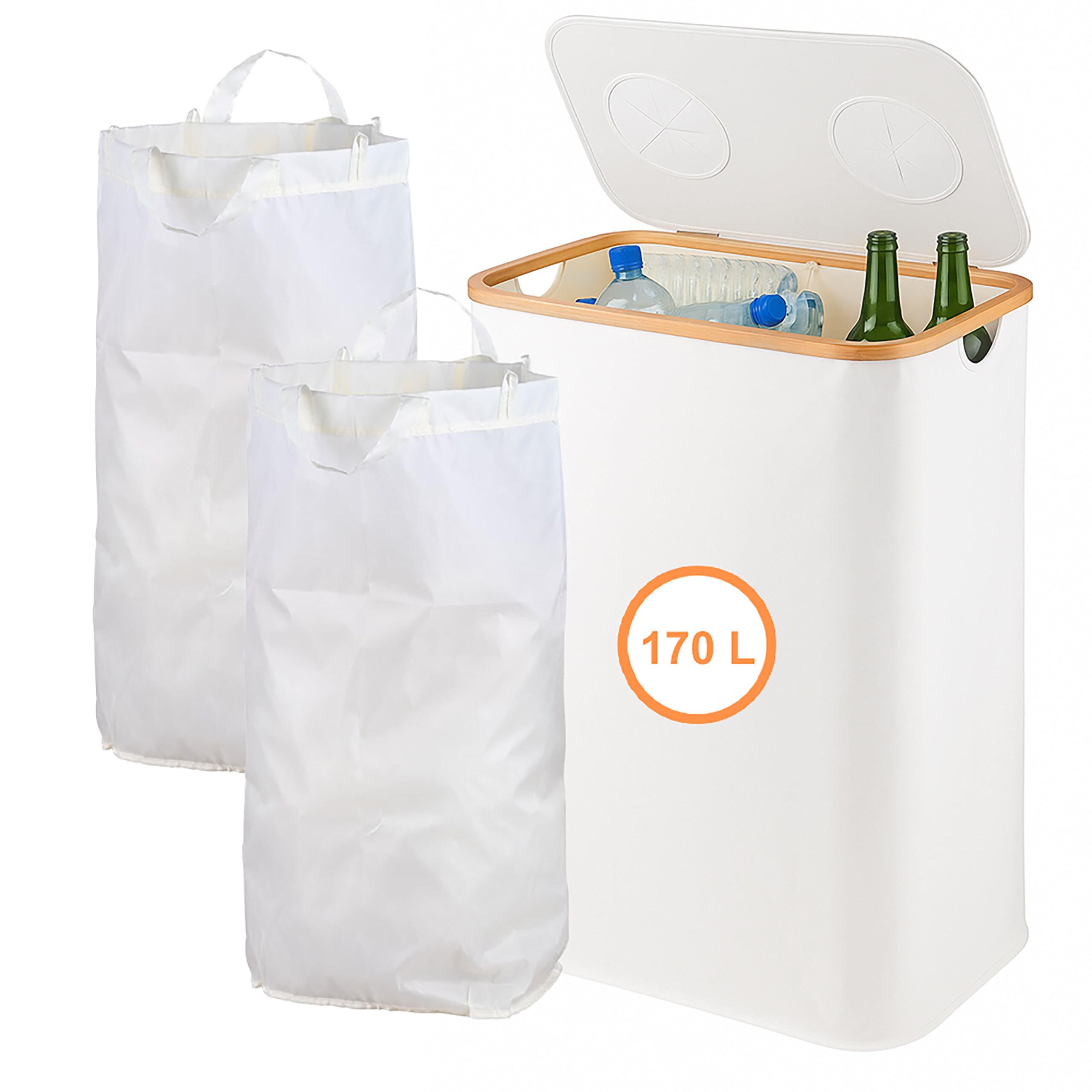 PFANDFLASCHEN-SAMMELBEHÄLTER - Weiß, Holz/Kunststoff (57/80/37cm) - Relaxdays