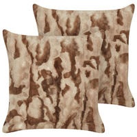 DEKOKISSEN 2er-Set Braun 45/45 cm Bakira - Braun, Kunststoff (45/45cm) - Beliani