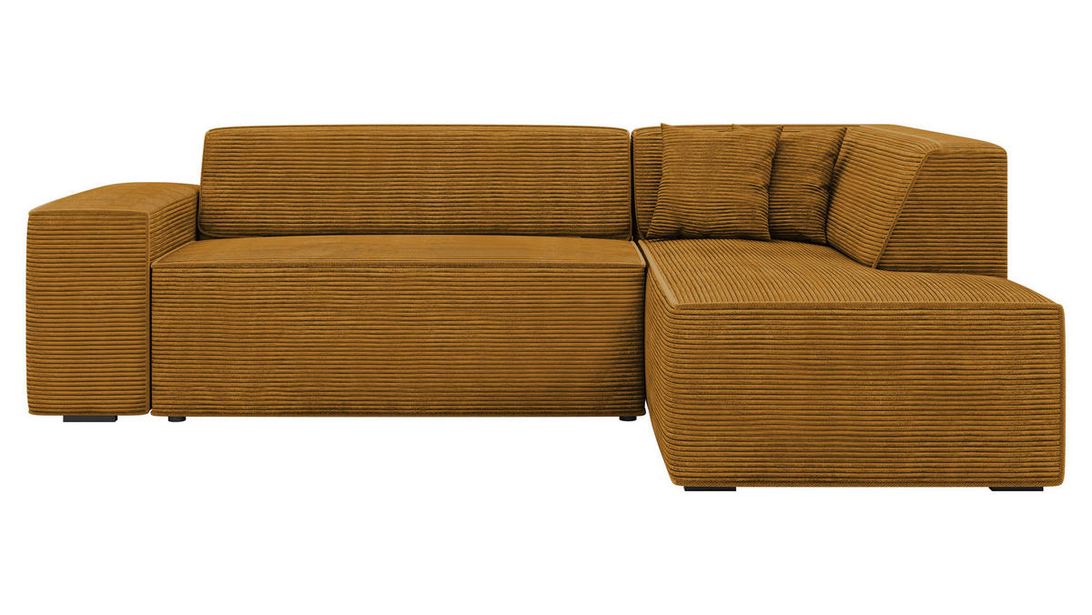 ECKSOFA Lordin Cord, Seite: Rechts - Schwarz/Braun, Holz/Textil (267/205cm) - MIRJAN24