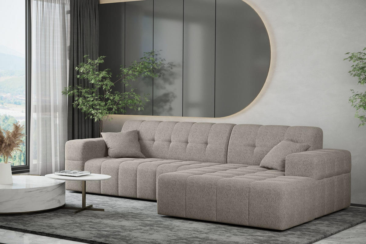 ECKSOFA L-Form NIMES Stoff Verita Warmbeige Rechts - Cappuccino, Holz (256/168cm) - Kaiser Möbel