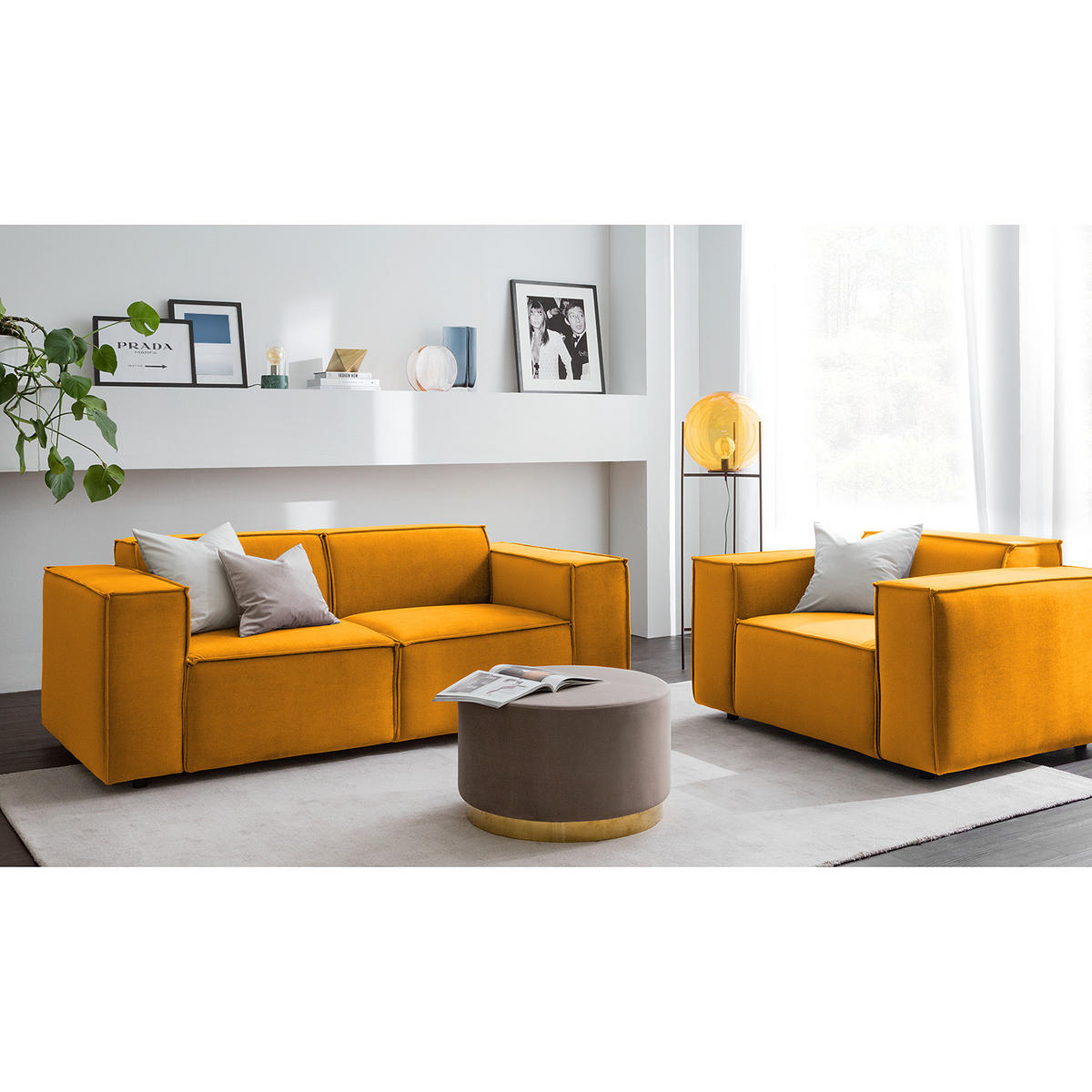 2-SITZER SOFA - Gelb, Textil (189/70/96cm) - home24