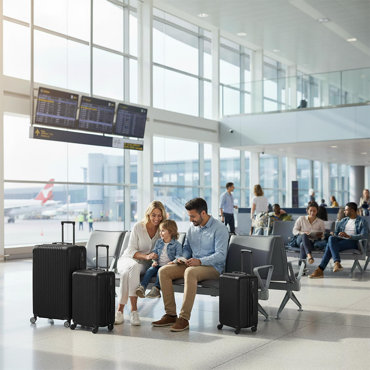 3-TLG.KOFFERSET - Schwarz, Kunststoff (48/75/29cm) - Relaxdays