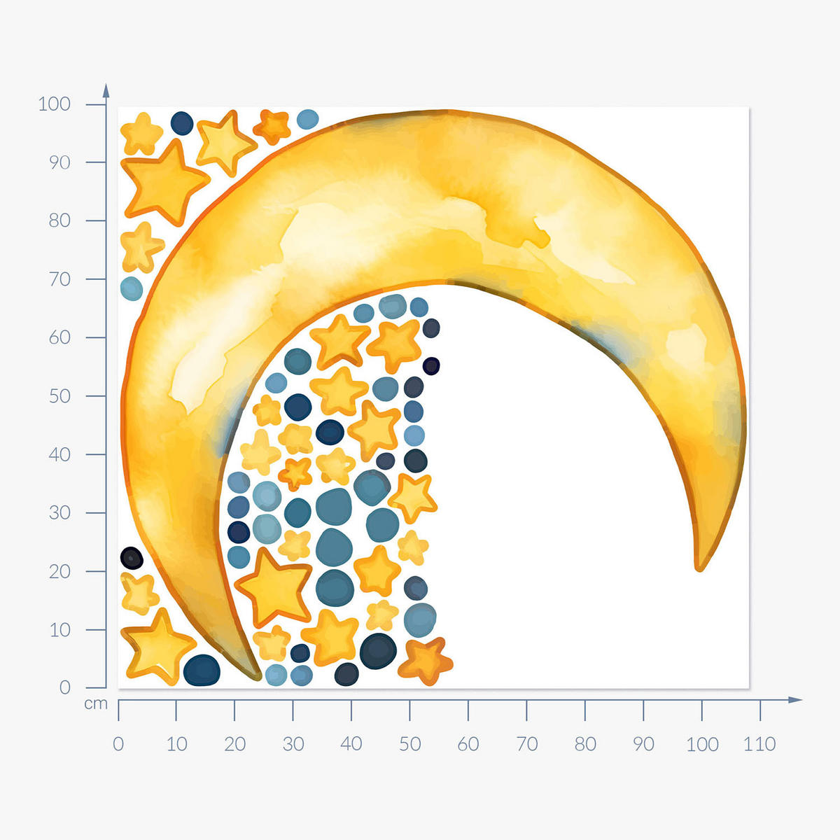WANDAUFKLEBER 100x108cm - Nachthimmel Mond - Multicolor, Kunststoff (100/108/0.1cm) - Wallfluent