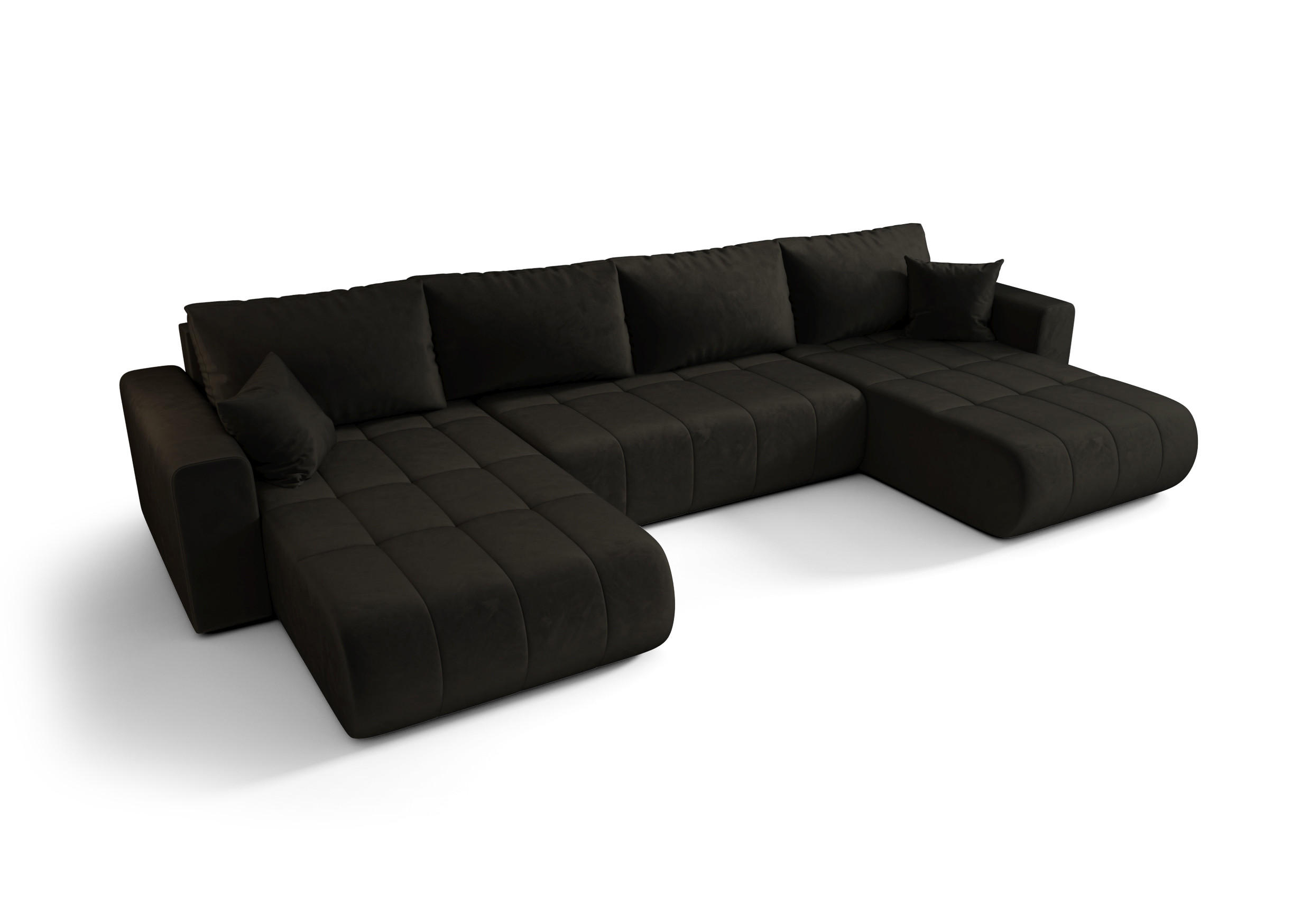 ECKSOFA mit schlaffunktion und bettkasten MILO U, stoff MONOLITH, Dunkelgrau - Dunkelgrau, Holz (384/190cm) - Kaiser Möbel