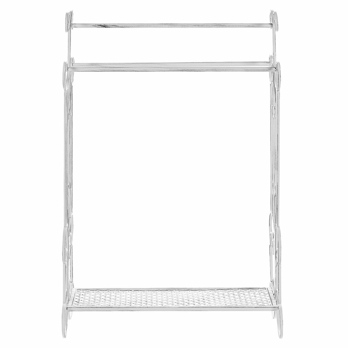 HANDTUCHSTÄNDER Antik Optik weiß 60 x 90 cm Gladis - Weiß, Metall (60/90/35cm) - Beliani