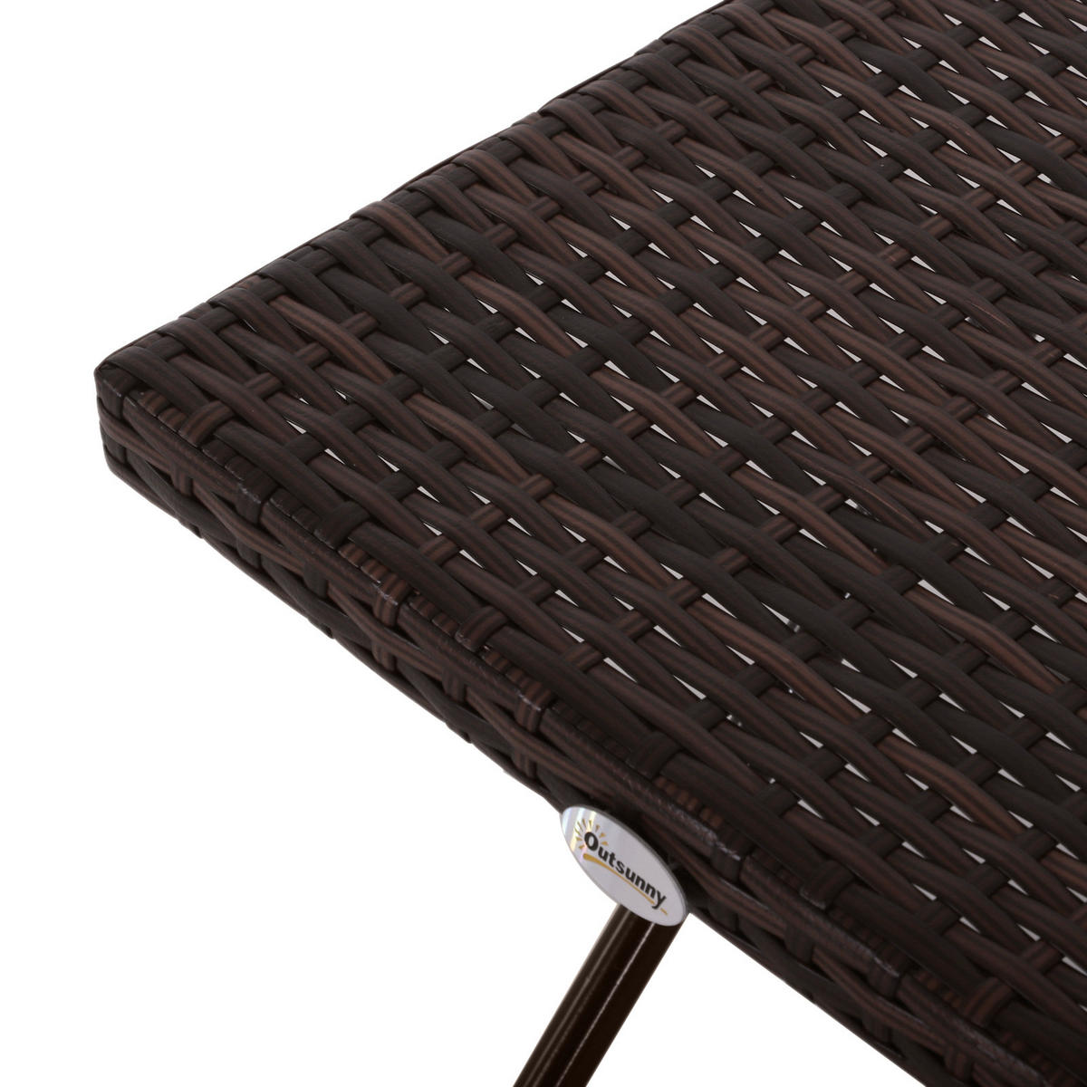 GARTENKLAPPTISCH, Braun, Stahl, PE-Rattan - Braun, Kunststoff (40/40/40cm) - Outsunny