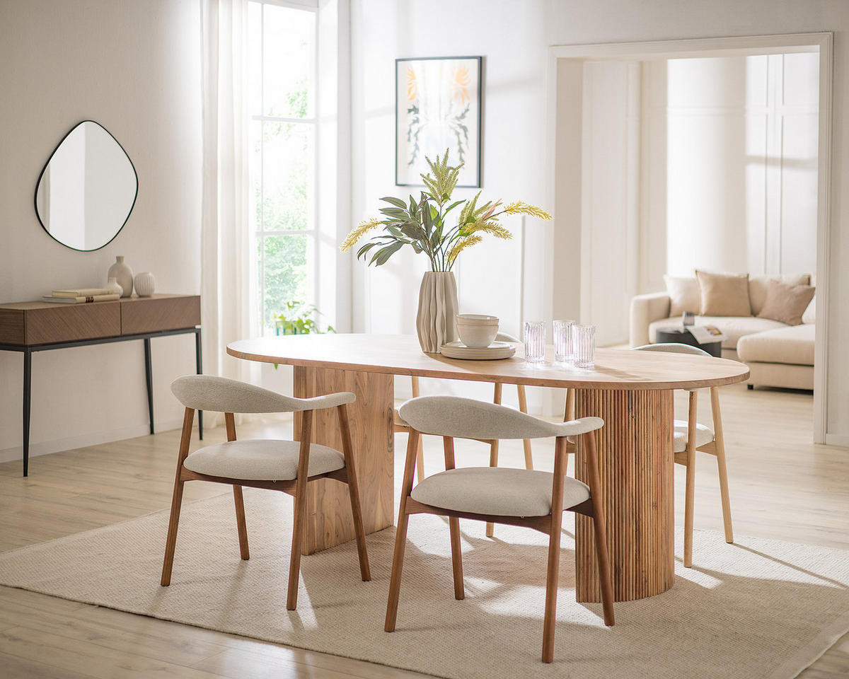 MASSIVER ESSTISCH - Akazie massiv - Braun/Akaziefarben, Akazienholz/Holz (100/200/76cm) - home24