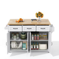 KÜCHENINSEL 140/43/90,5 cm Weiß/Natur aus MDF mit Klappplatte - Weiß, Holzwerkstoff (140/90.5/70cm) - OKWISH