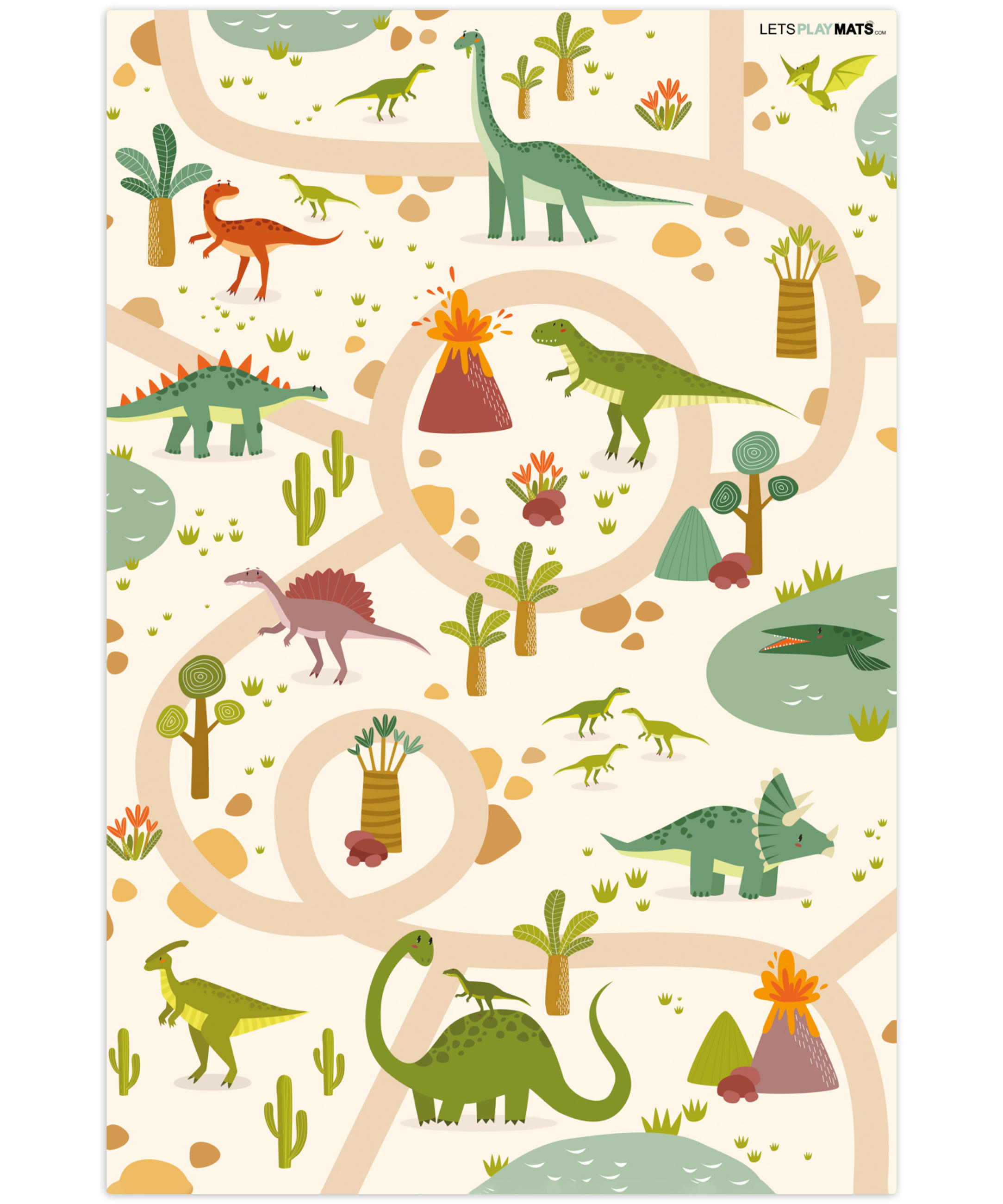 KINDERTEPPICH Dino - Grün - Natur - Kinder - Design 70x105 cm - Multicolor, Kunststoff (70/105cm) - MuchoWow