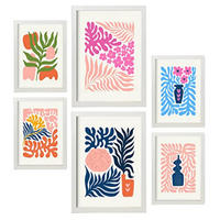 POSTER Set Mit 6 Minimalistischen In Pastellfarben Flower Power Drucke Von Landschaften Und Natur Für Innenarchitektur A3 & A4 Weißer Rahmen - Weiß, Papier (29/3cm) - Nacnic