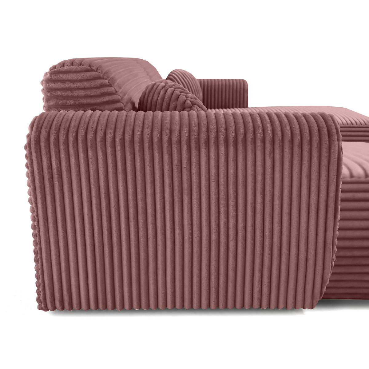 WOHNLANDSCHAFT Puerto U ohne Schlaffunktion, Rosa, Cordstoff - Dunkelrosa/Schwarz, Holzwerkstoff (363/76/170cm) - Beautysofa
