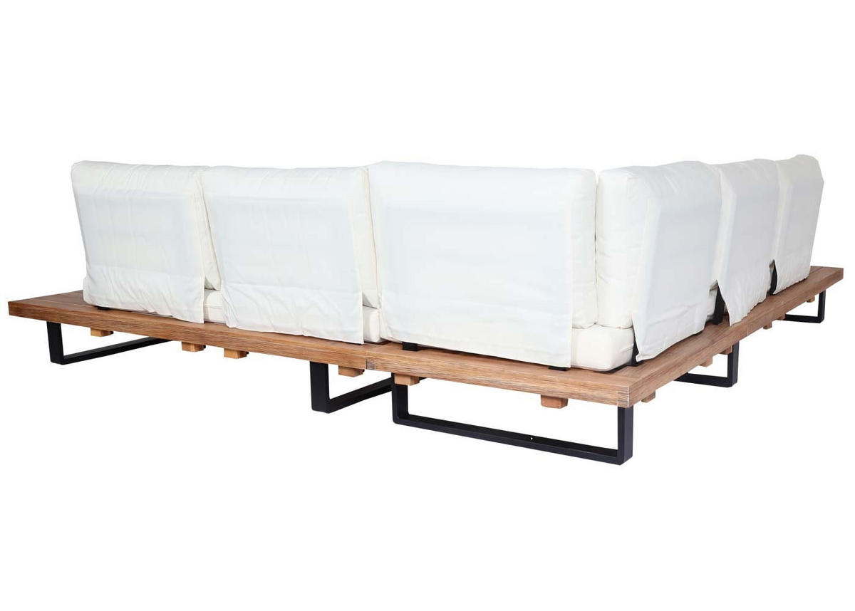 GARTENGARNITUR mit Sessel Hellbraun Cremeweiß - Braun, Holz - PROREGAL