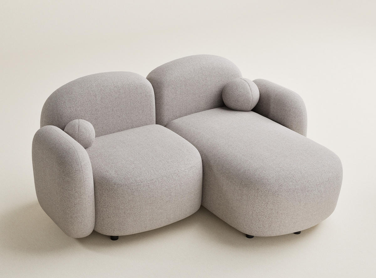 ECKSOFA Bahama Beige Webstoff - Beige/Schwarz, Holz/Holzwerkstoff (190/146cm) - Maison de Reve