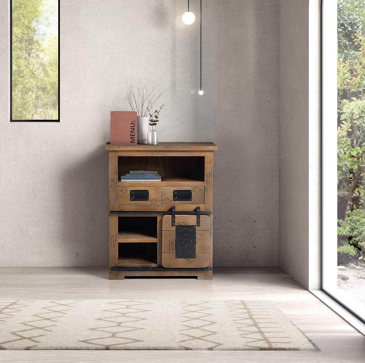 SIDEBOARD aus Akazienholz mit Metalldetails - Braun, Holz (40/90/75cm) - Giner y Colomer