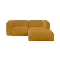 ECKSOFA Ottomane Rechts MIRA-L1 227x179x89 Senfgelb Cord - Currygelb/Schwarz, Holzwerkstoff/Kunststoff (227/179cm) - ALTDECOR