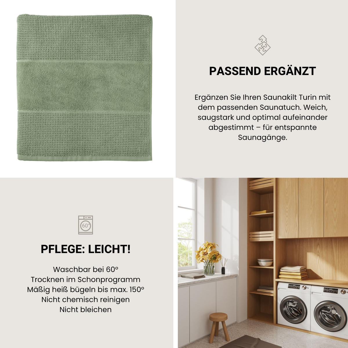 SAUNAKILT Turin Damen - 36-44 - Grün - Grün, Textil (80/130cm) - SCHIESSER