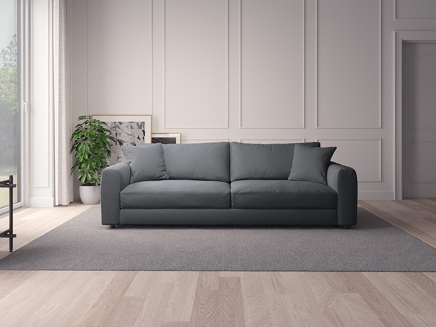 3-SITZER SOFA - Schwarz/Grau, Textil (238/79/106cm) - home24