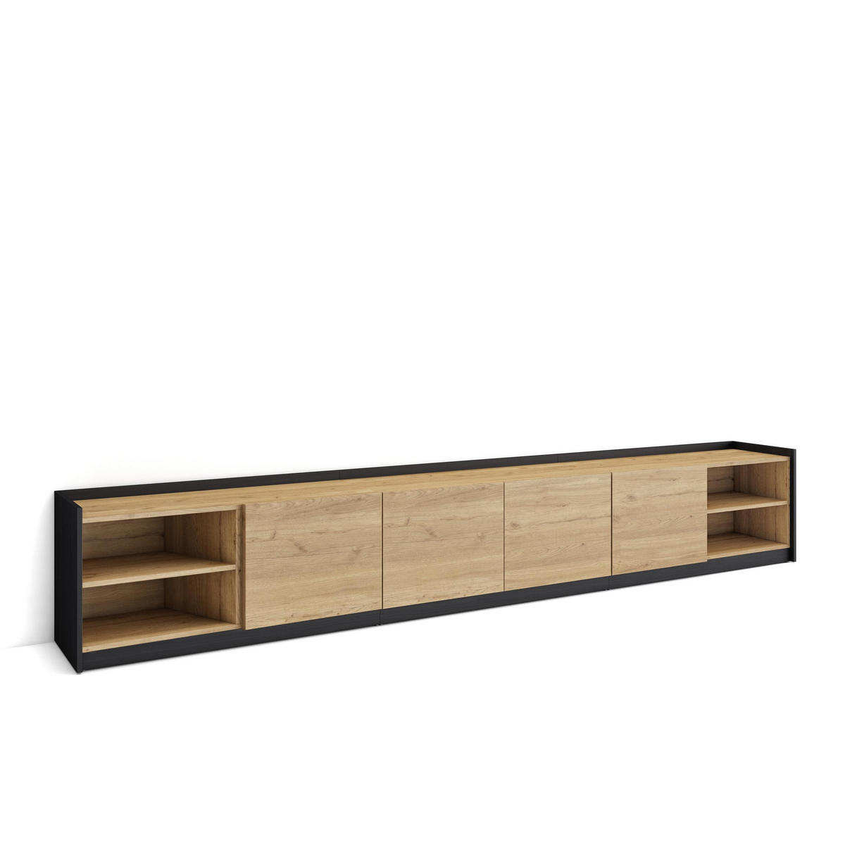 TV-SCHRANK, Lowboard, 310/37/50cm, Für TV-Geräte bis zu 80", Eiche Schwarz - Eichefarben, Holzwerkstoff (310/50/37cm) - Skraut Home