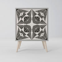 SIDEBOARD MONOCHROME NEXUS, Grau, 57,5x42x77,5 cm, Schräge Buchenholzfüße - Buchefarben/Multicolor, Holzwerkstoff/Buchenholz (57.5/77.5/42cm) - SpaceRebels