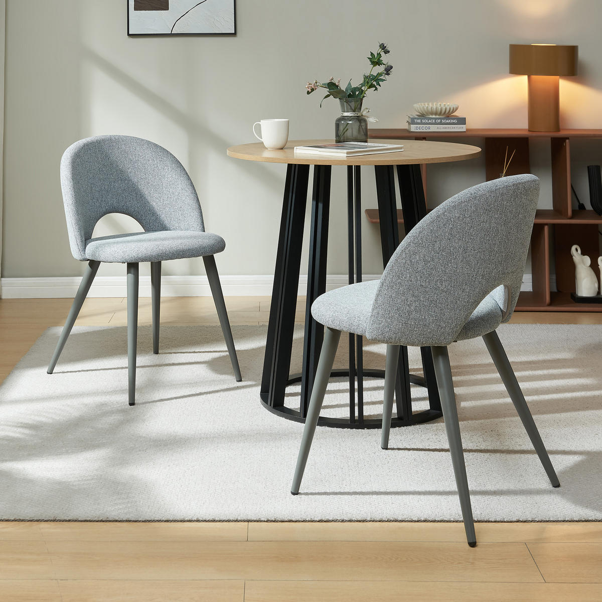 ESSZIMMERSTUHL-SET 4 TLG. Karijoki - Dunkelgrau/Grau, Textil/Metall (50/77/55cm) - [en.casa]
