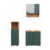 BADMÖBEL-SET Irma Grün 3 Teile - Eiche Wotan/Grün, Holzwerkstoff (80/58.6/41cm) - Vicco