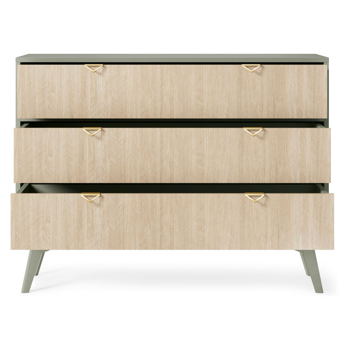 KOMMODE FORESTA 106/80/38 cm mit 3 Schubladen Hellgrün - Hellgrün/Kieferfarben, Holzwerkstoff (106/80/38cm) - MASSENO
