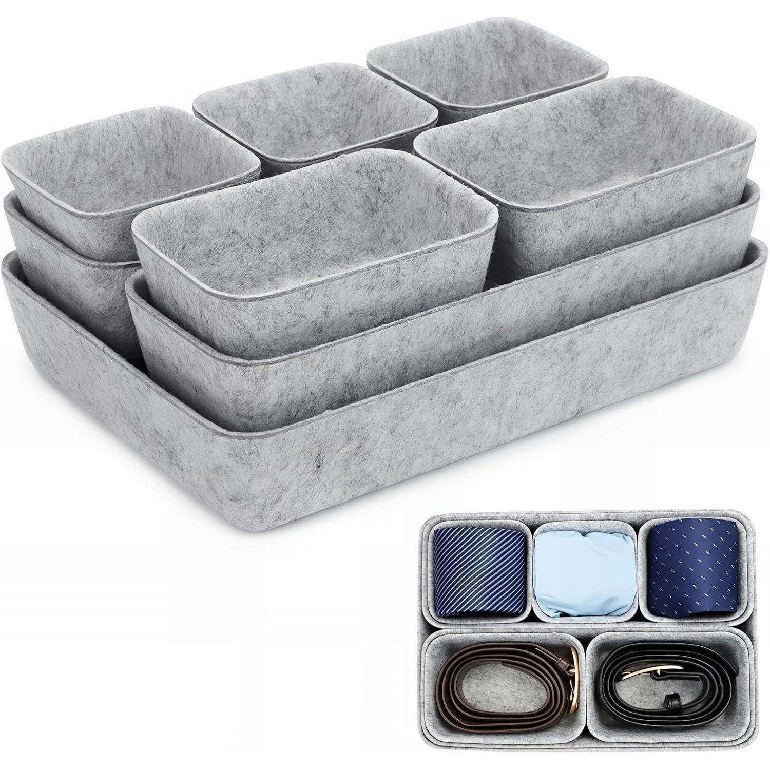 SCHUBLADEN Organizer Filz 8-teiliges Set Hellgrau - Grau, Textil (20/5/28.5cm)