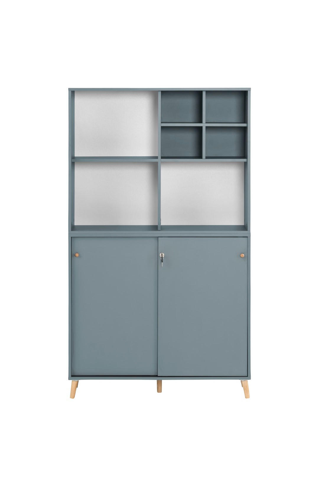 AKTENREGAL Jaguar Set AKTENSCHRANK & REGALKREUZ Breite 100 cm Blau - Blau, Holz (100/168.7/41cm) - PROREGAL