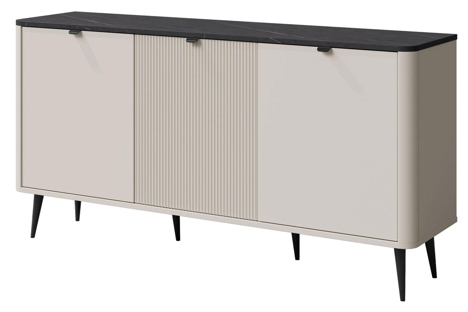 KOMMODE Marly Kaschmir / Graustein 160 / 40 / 82cm - Kaschmir/Beige, Holz/Holzwerkstoff (160/82/40cm) - Feldmann-Wohnen