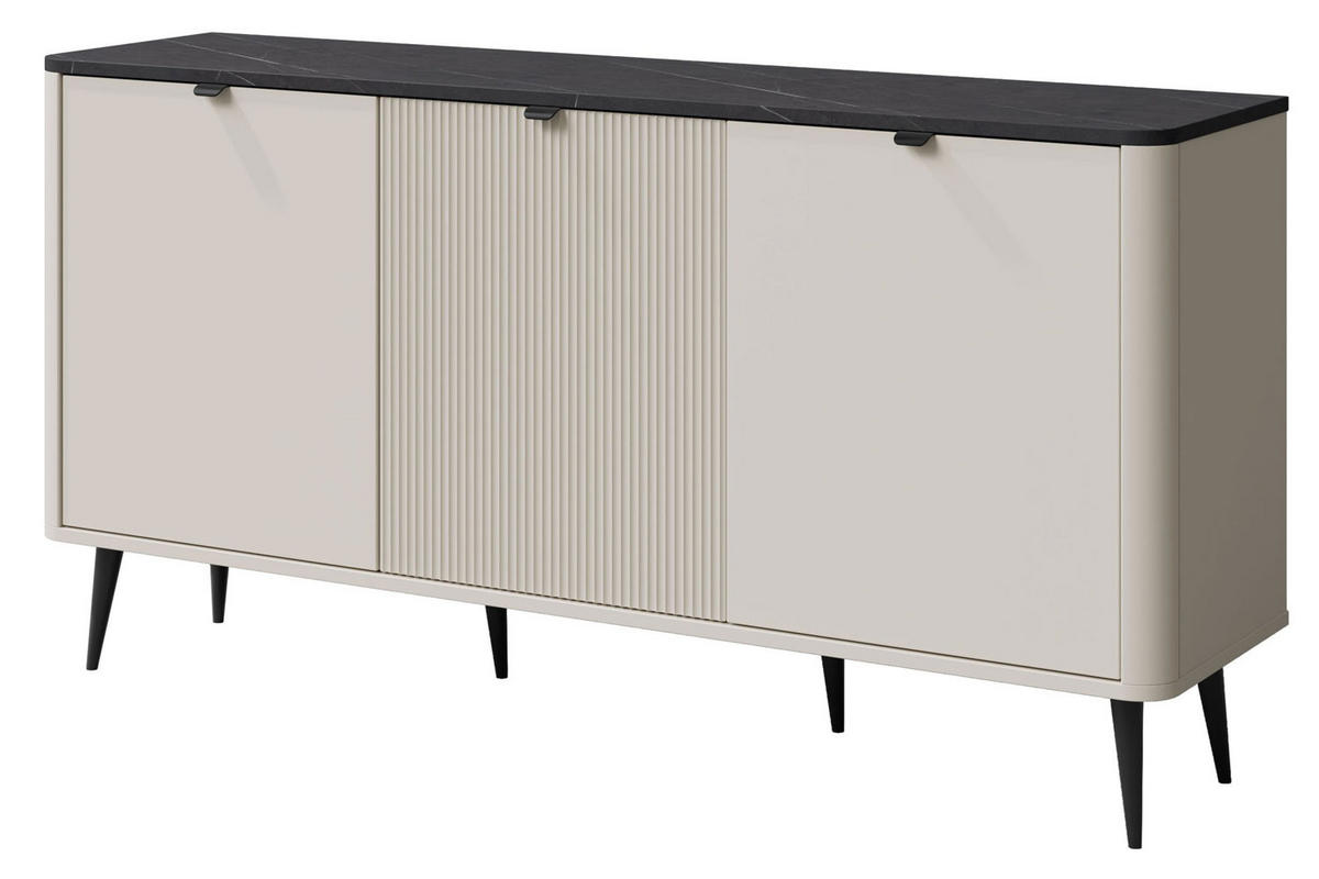 KOMMODE Marly Kaschmir / Graustein 160 / 40 / 82cm - Kaschmir/Beige, Holz/Holzwerkstoff (160/82/40cm) - Feldmann-Wohnen