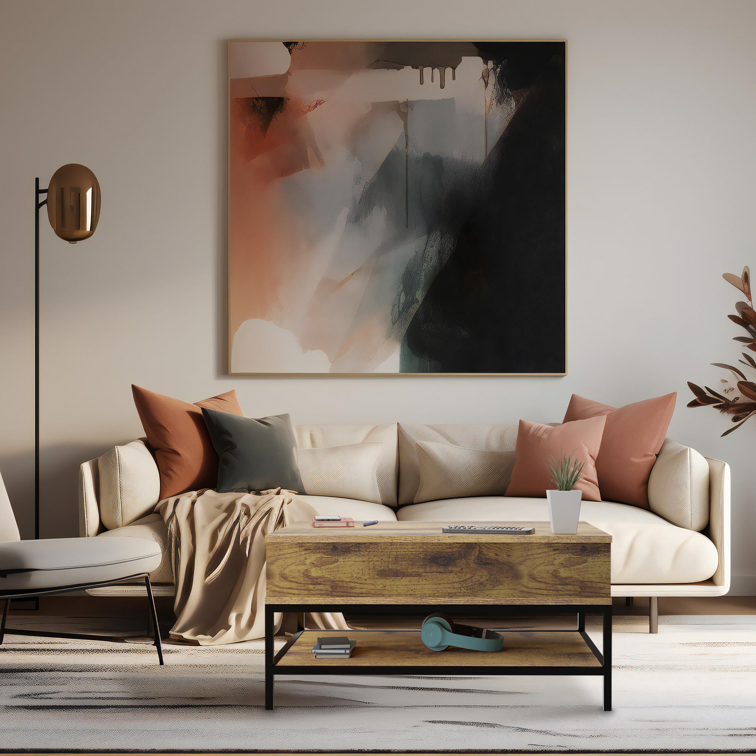 COUCHTISCH - Weiß, Holzwerkstoff/Metall (90/86.5/58cm) - Relaxdays