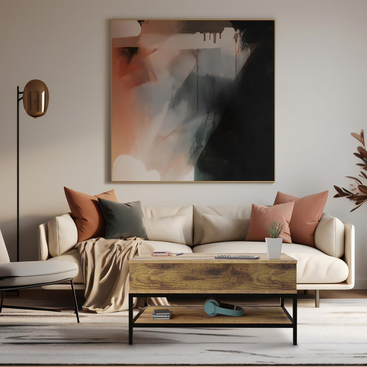 COUCHTISCH - Schwarz, Holzwerkstoff/Metall (90/86.5/58cm) - Relaxdays