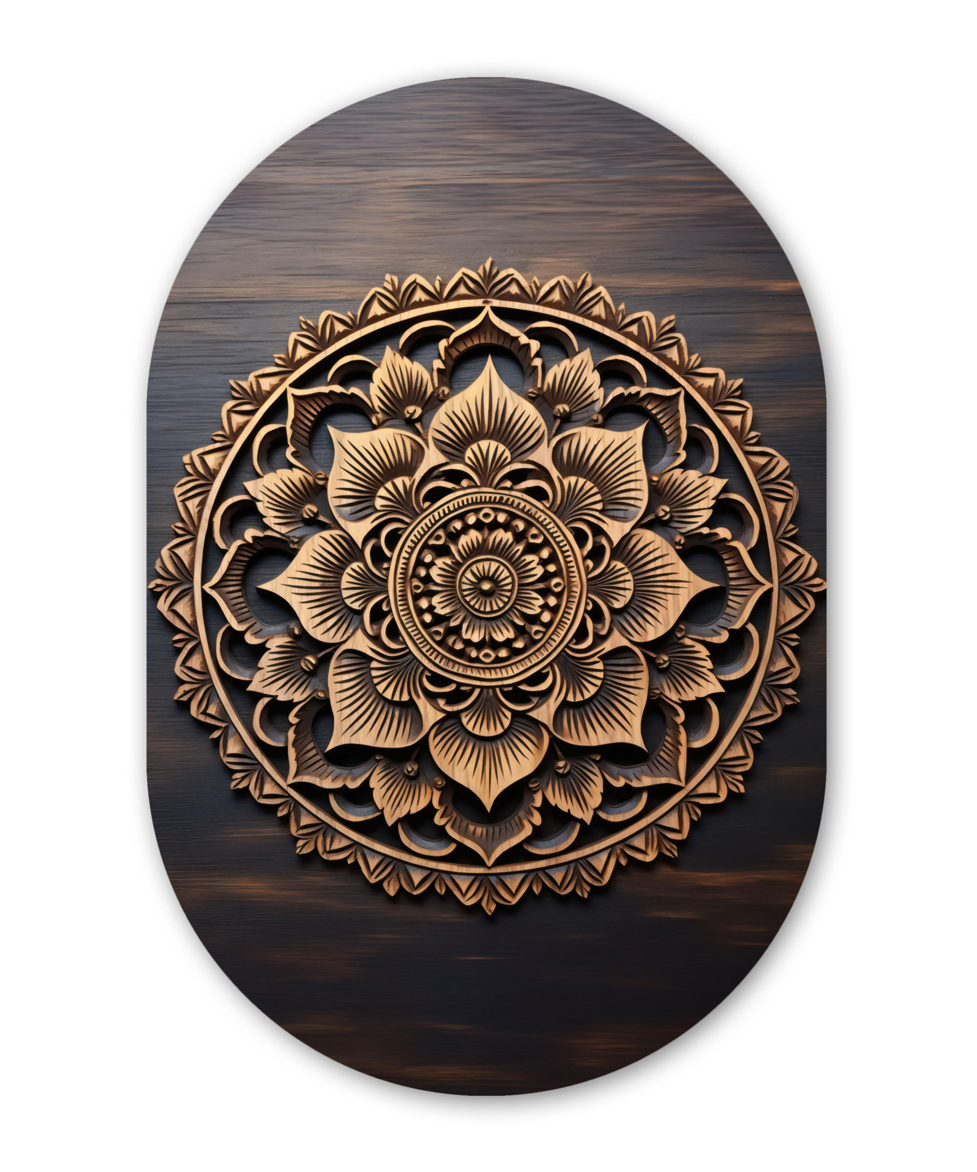 NÁSTĚNNÝ OBRAZ Mandala - dřevo - květiny - hnědá 40x60 cm - žlutá, plast (40/60cm) - MuchoWow
