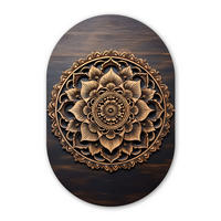 WANDBILD Mandala - Holz - Blumen - Braun Deko Wohnzimmer 40x60 cm - Gelb, Kunststoff (40/60cm) - MuchoWow